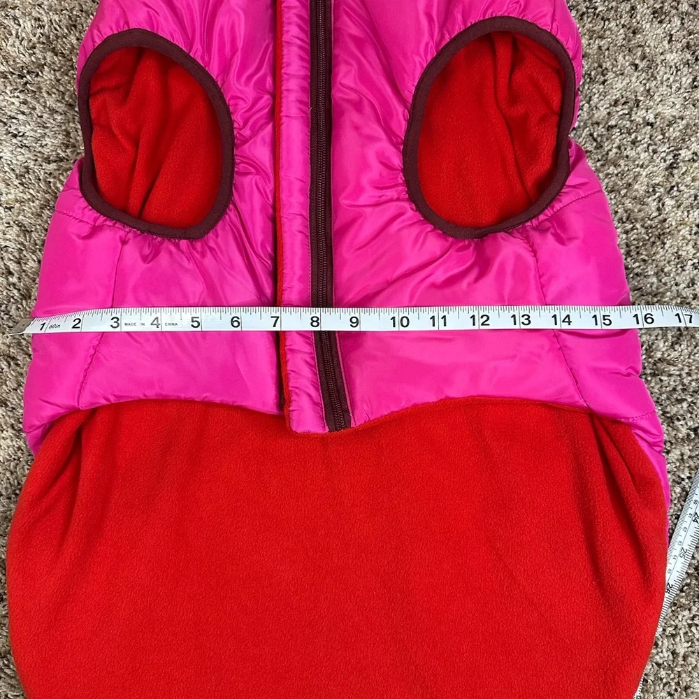 Pet Puffer‎ Jacket Vest Padded, Pink/Red Size Large New